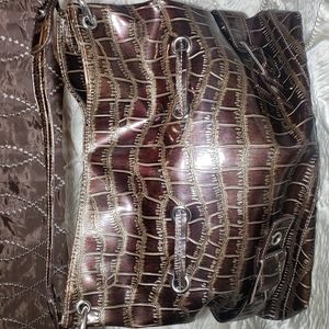 Vintage Crocodile Print,women's Brown  handbag.
